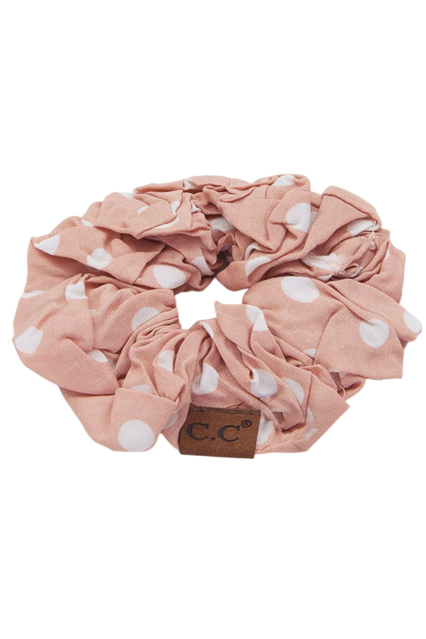 Rose C.C Polka Dot Print Scrunchie Ponytail Holder Hair Tie will adorn your tresses making them look amazing, fun & trendy, adding a spark of style & charm. So cute & super stylish with any outfit, the cutest addition to a any plain outfit. Wear it in your hair or around your wrist for a two-in-one accessory. Perfect Gift.