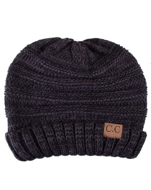 Black C.C Slouchy Two-Tone Detailed Knitted Beanie Comfy Warm Winter Hat; reach for this classic toasty hat to keep you nice n warm in the chilly winter weather, the wintry touch finish to your outfit. Perfect Gift Birthday, Christmas, Holiday, Anniversary, Stocking Stuffer, Secret Santa, Valentine's Day, Loved One, BFF