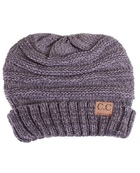 Grey C.C Slouchy Two-Tone Detailed Knitted Beanie Comfy Warm Winter Hat; reach for this classic toasty hat to keep you nice n warm in the chilly winter weather, the wintry touch finish to your outfit. Perfect Gift Birthday, Christmas, Holiday, Anniversary, Stocking Stuffer, Secret Santa, Valentine's Day, Loved One, BFF