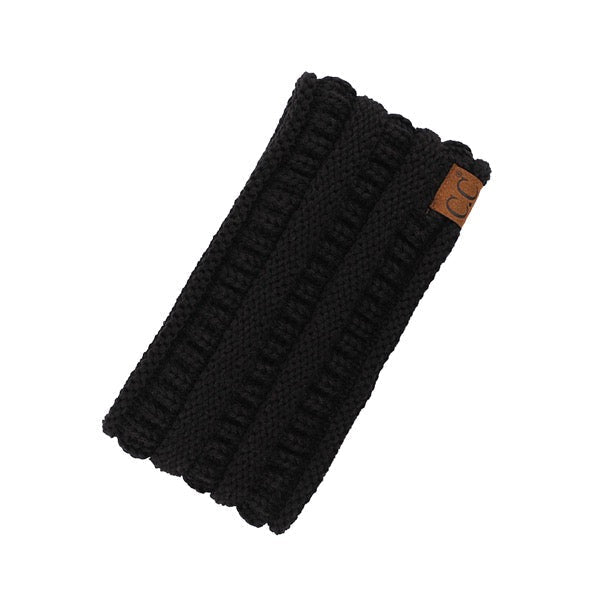Black C.C Solid Ribbed Ponytail Earmuff Headband Knit Ear Warmer Headband; soft ribbed knit ear warmer will shield you from cold weather ensuring all day comfort. The ear band is wide, soft & comfortable adding a sleek style to your ensemble. Perfect Gift Christmas, Birthday, Holiday, Anniversary, Valentine's Day, Loved One