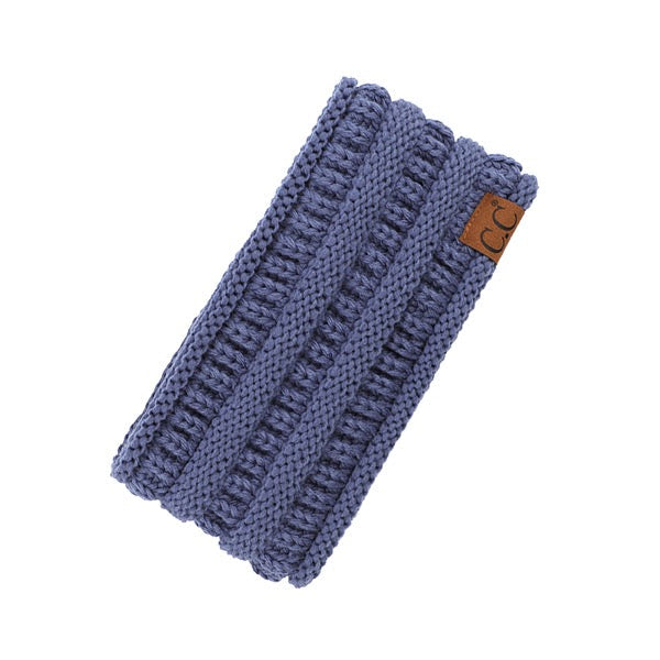 Dark Denim C.C Solid Ribbed Ponytail Earmuff Headband Knit Ear Warmer Headband; soft ribbed knit ear warmer will shield you from cold weather ensuring all day comfort. The ear band is wide, soft & comfortable adding a sleek style to your ensemble. Perfect Gift Christmas, Birthday, Holiday, Anniversary, Valentine's Day, Loved One