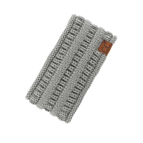 Light Grey C.C Solid Ribbed Ponytail Earmuff Headband Knit Ear Warmer Headband; soft ribbed knit ear warmer will shield you from cold weather ensuring all day comfort. The ear band is wide, soft & comfortable adding a sleek style to your ensemble. Perfect Gift Christmas, Birthday, Holiday, Anniversary, Valentine's Day, Loved One