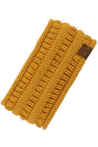 C.C Solid Ribbed Ponytail Headband Ear Warmer Earmuff - Mustard - Earmuffs