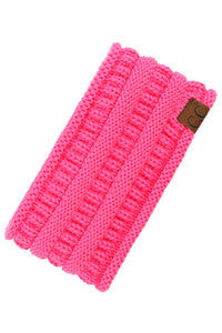 C.C Solid Ribbed Ponytail Headband Ear Warmer Earmuff - New Candy Pink - Earmuffs