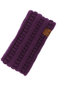 C.C Solid Ribbed Ponytail Headband Ear Warmer Earmuff - Purple - Earmuffs
