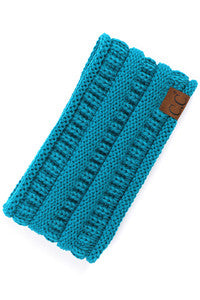 C.C Solid Ribbed Ponytail Headband Ear Warmer Earmuff - Teal - Earmuffs