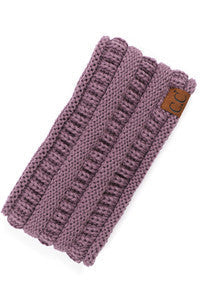 C.C Solid Ribbed Ponytail Headband Ear Warmer Earmuff - Violet - Earmuffs