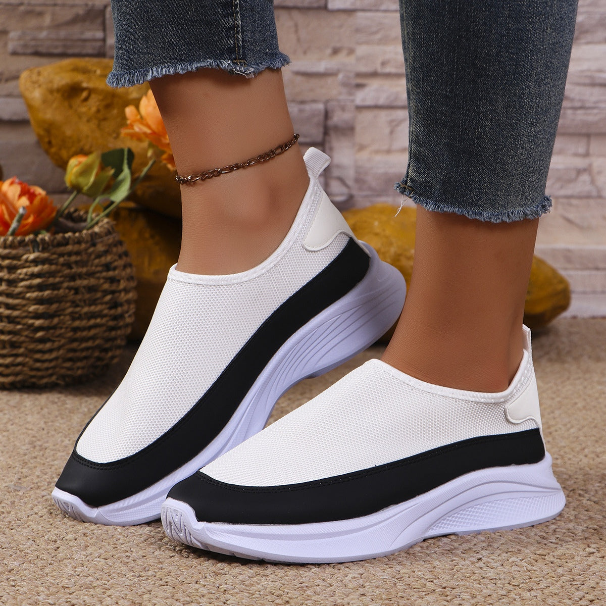 Mesh Contrast Flat Slip-Ons - Charming Charlie