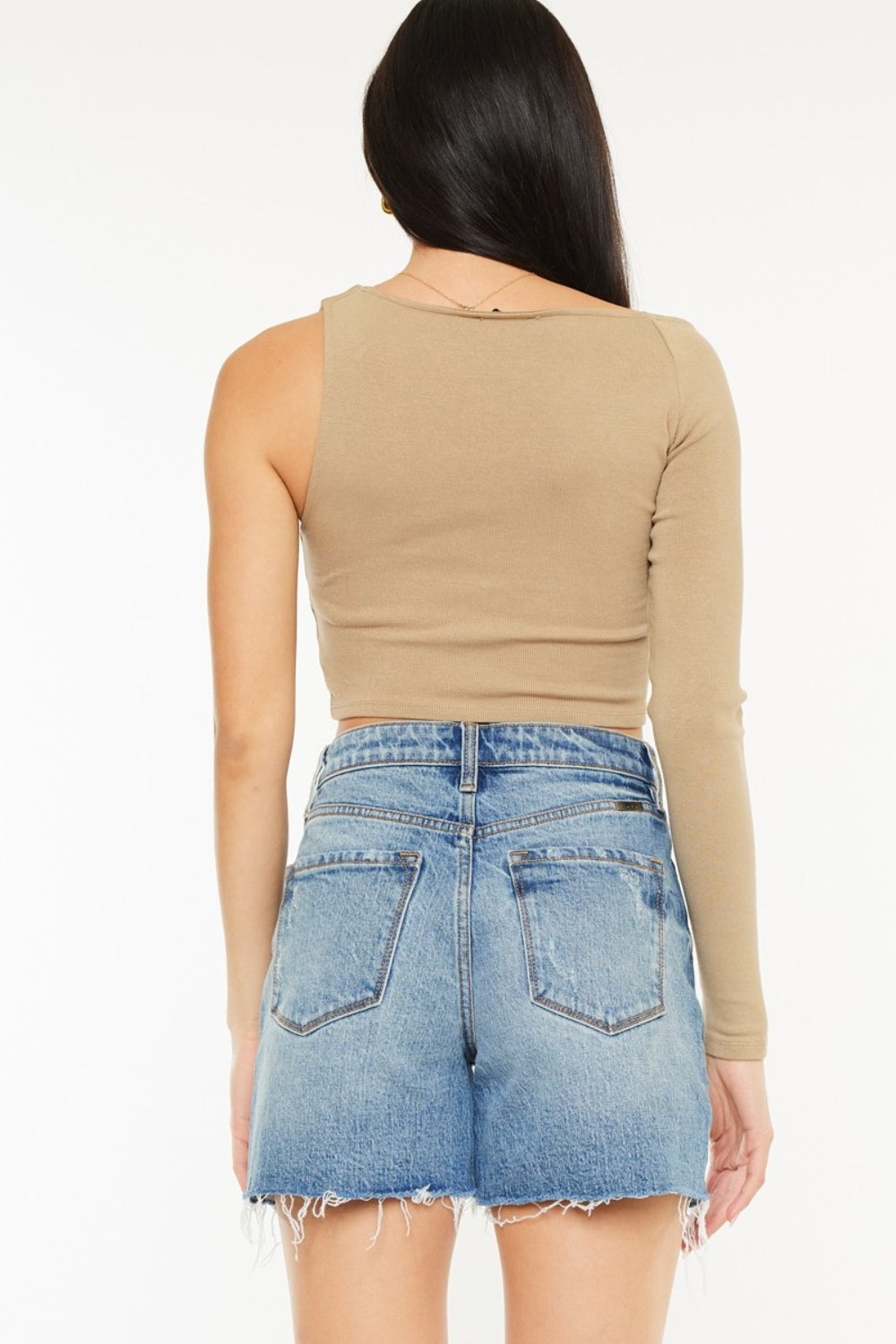 Kancan Full Size Raw Hem High Waist Denim Shorts - Charming Charlie