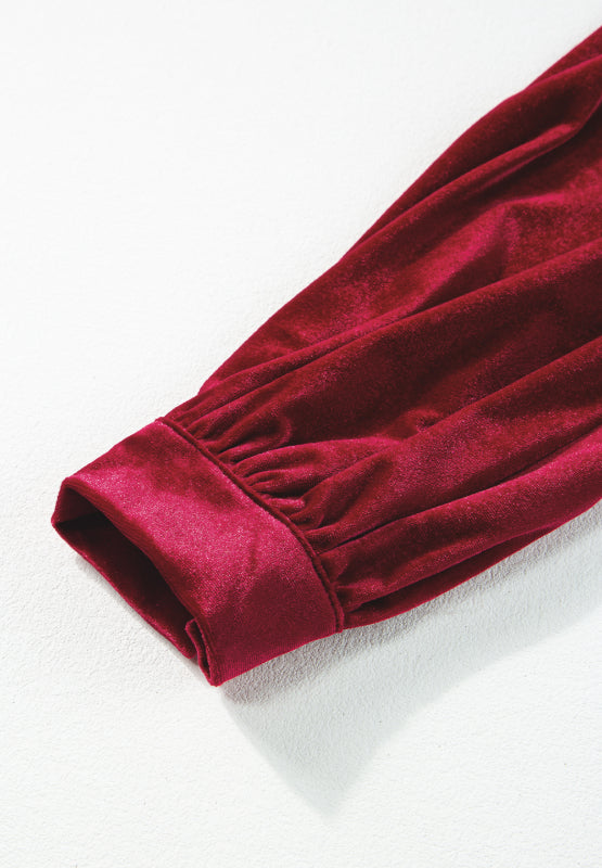 Ruffle Hem Slit V-Neck Long Sleeve Dress - Charming Charlie
