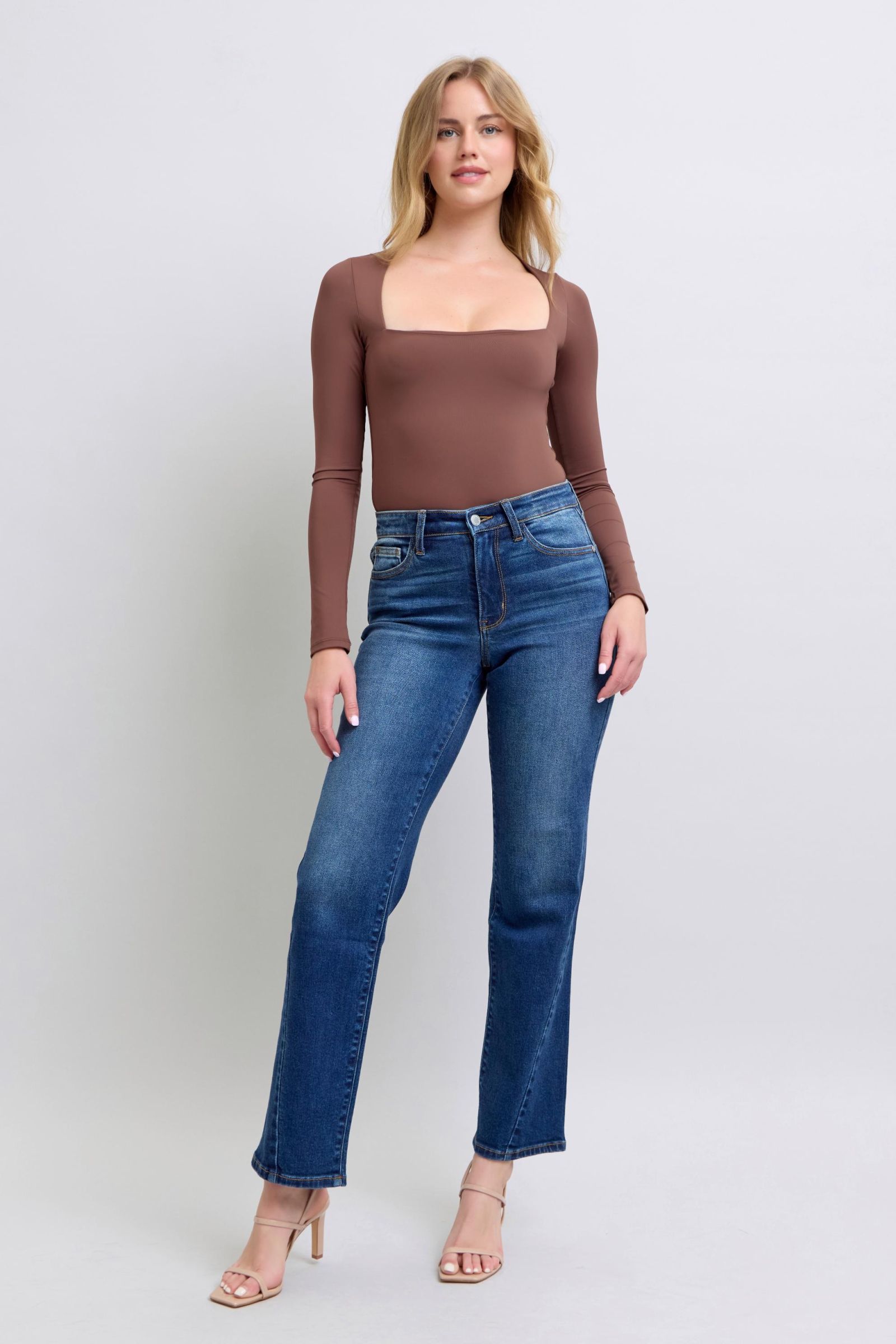 Judy Blue Full Size Side Seam Detail Straight Jeans with Pockets - Charming Charlie