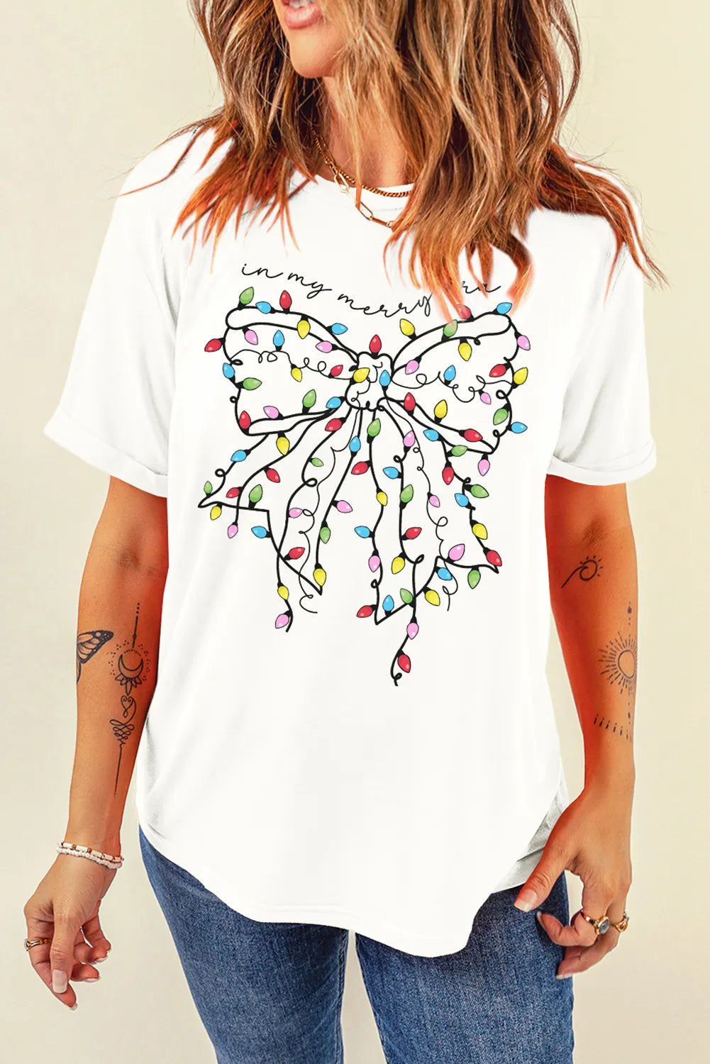 Full Size Bow Round Neck Short Sleeve T-Shirt - Charming Charlie