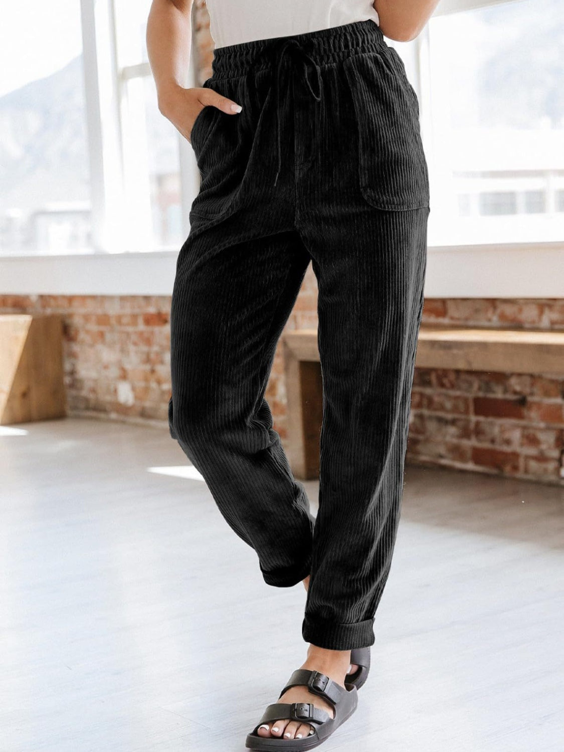 Drawstring Pants with Pockets - Charming Charlie