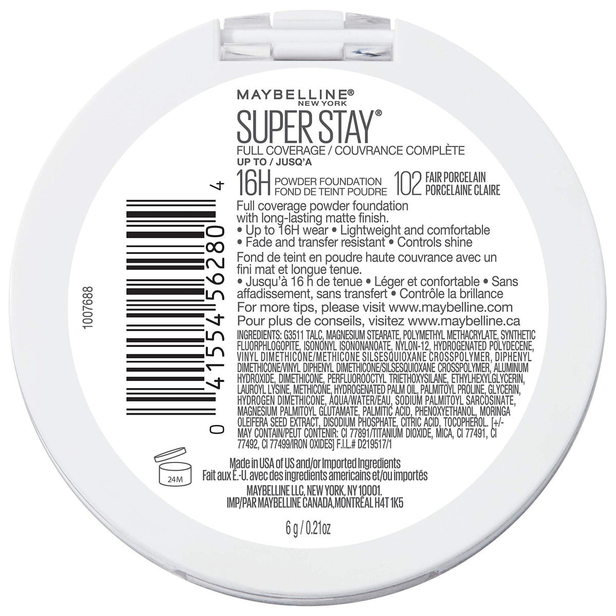 Maybelline Super Stay Full Coverage Powder Foundation Makeup Up to 16 Hour Wear Soft Creamy Matte 1 Count - Charming Charlie