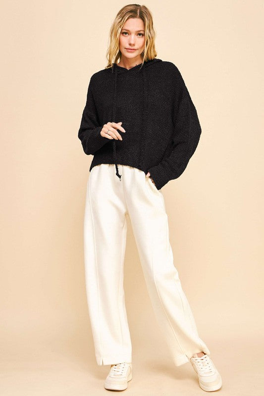 Davi & Dani Drop Shoulder Long Sleeve Hooded Sweater - Charming Charlie