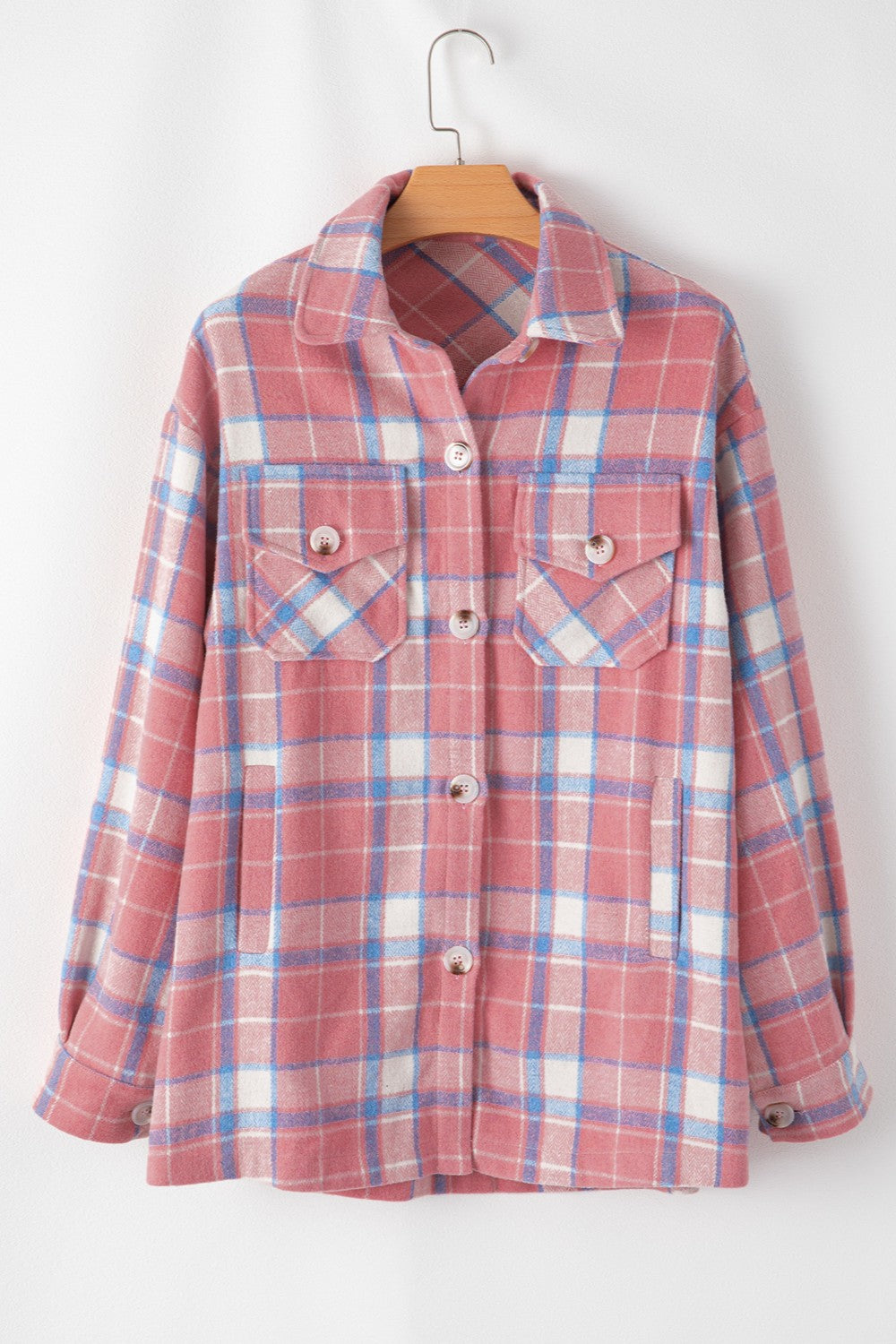 Plaid Button Up Long Sleeve Shacket - Charming Charlie
