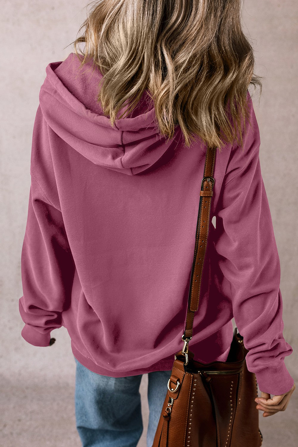 Drawstring Pocketed Long Sleeve Hoodie - Charming Charlie