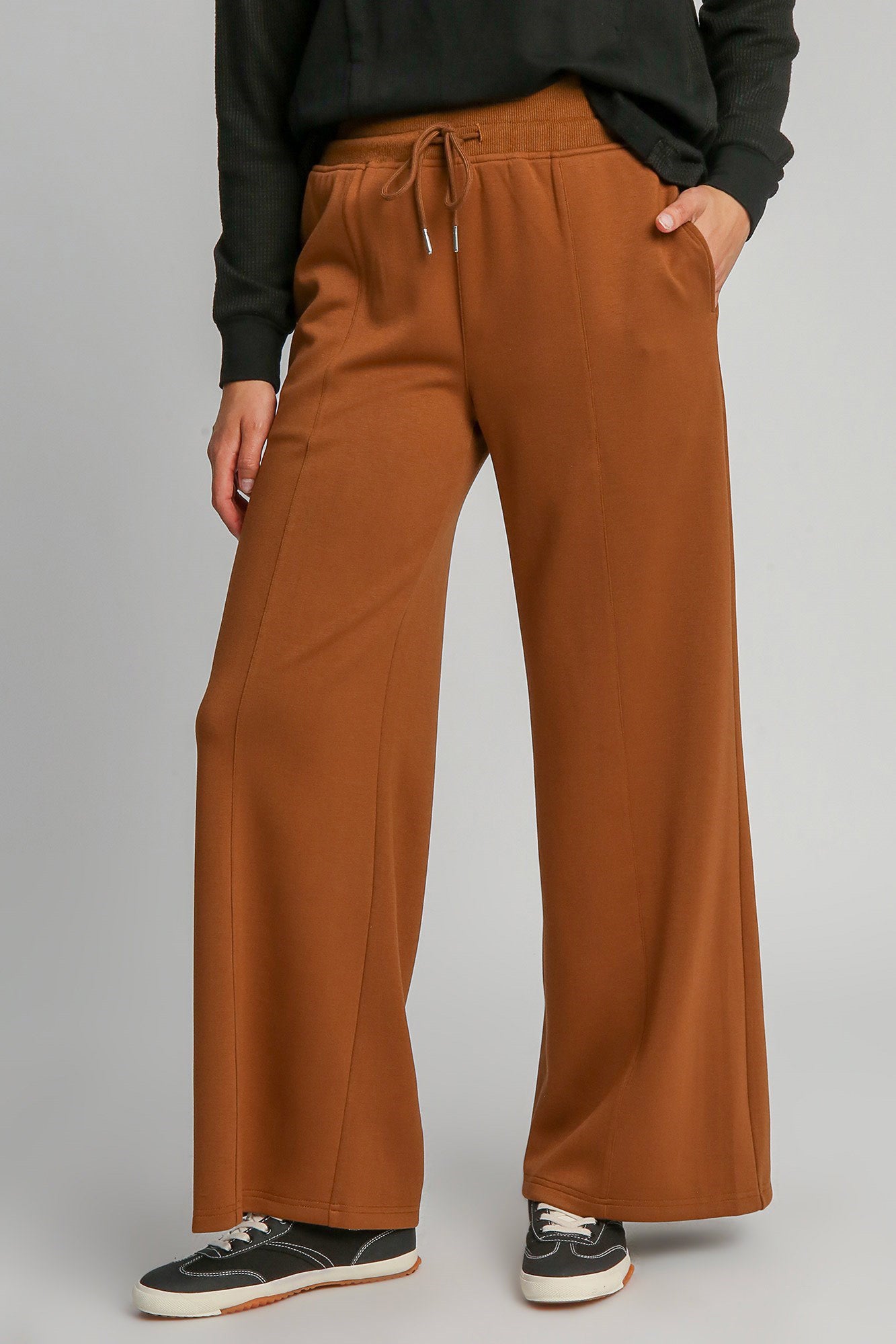 Umgee Drawstring Wide Leg Pants with Pockets - Charming Charlie