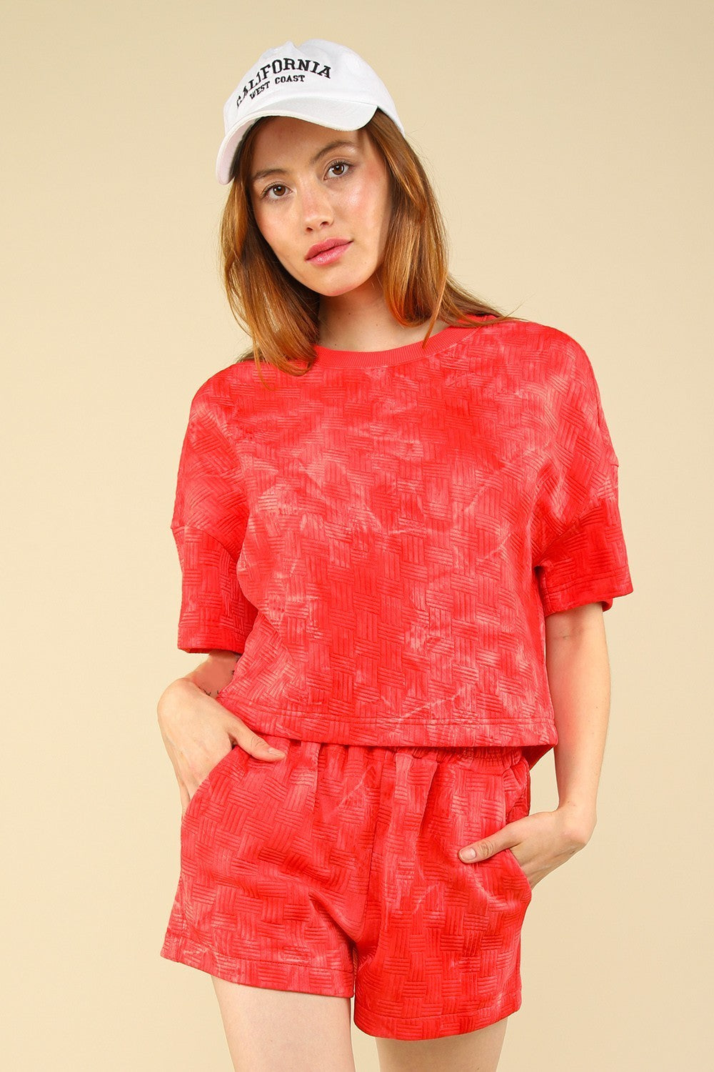 VERY J Quilted Washed Crop Top and Shorts Set - Charming Charlie