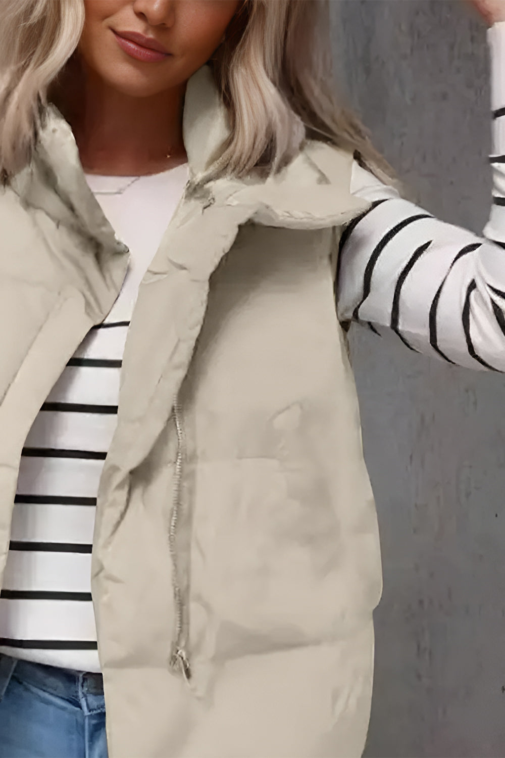 Zip Up Vest Coat with Pockets - Charming Charlie