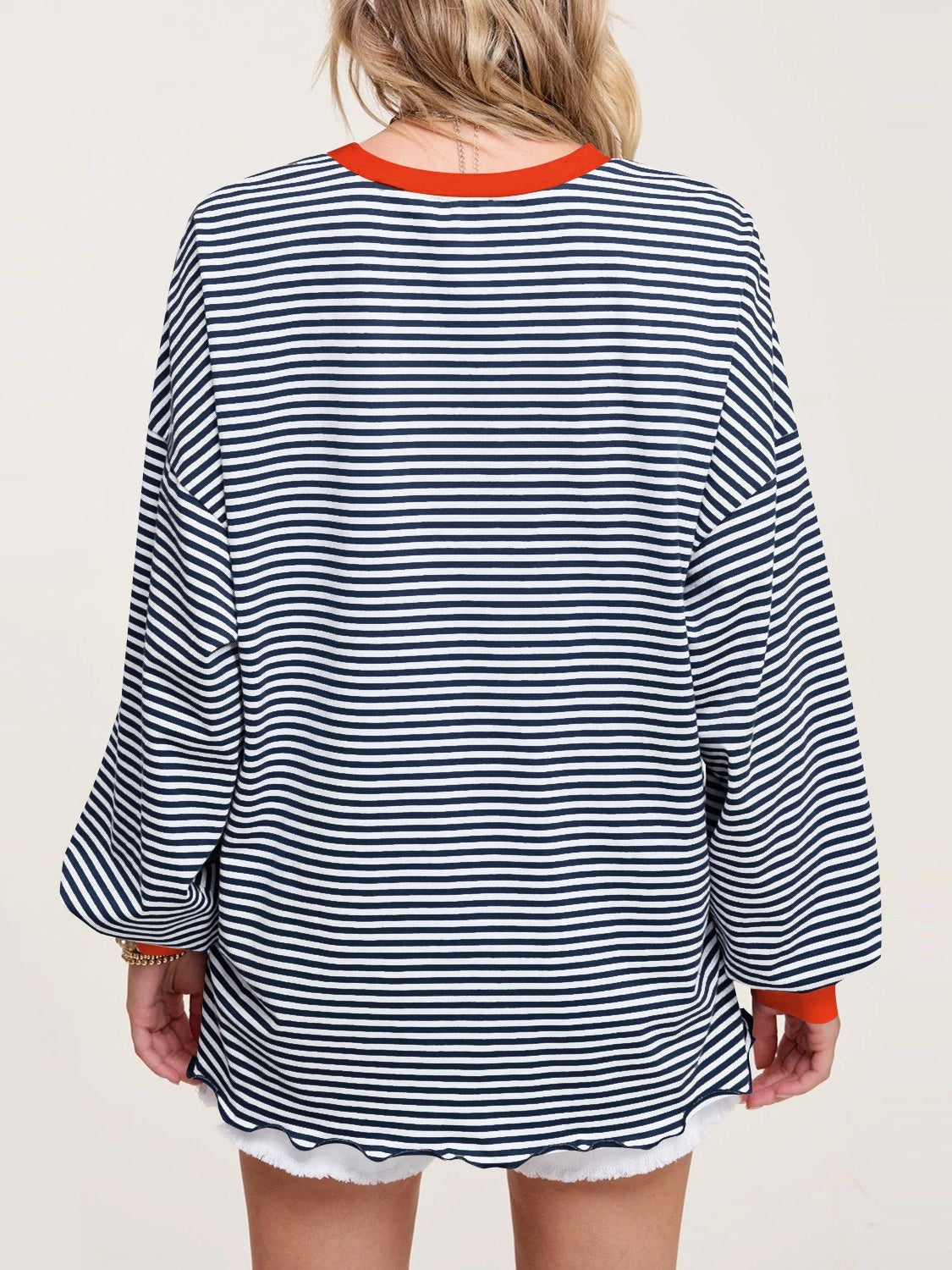 Contrast Striped Long Sleeve Sweatshirt - Charming Charlie