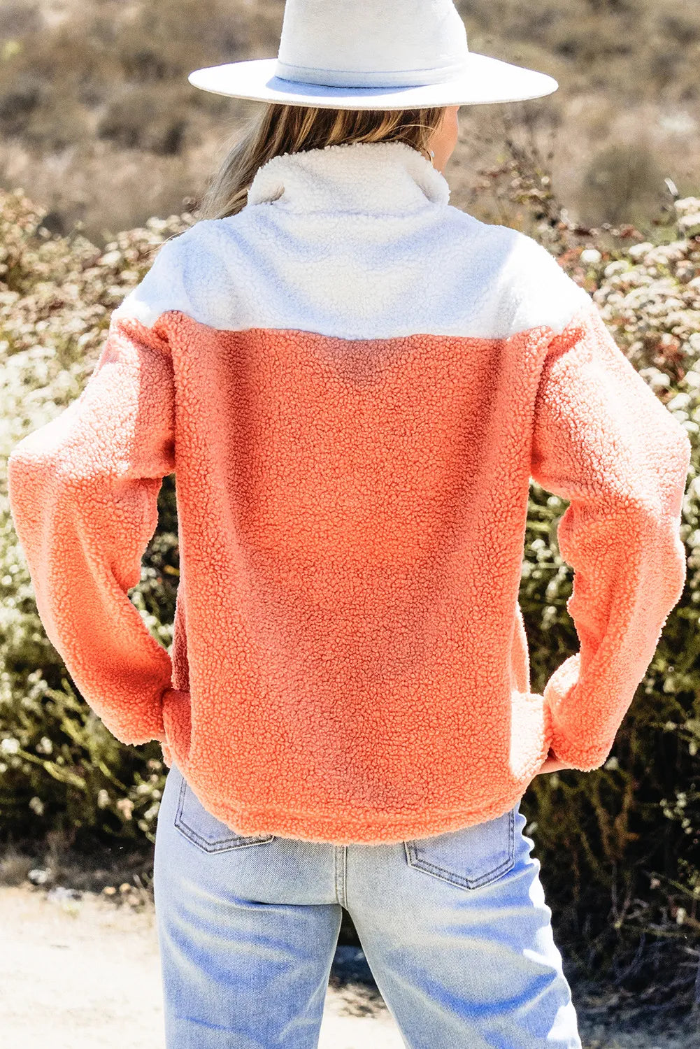 Contrast Half Zip Long Sleeve Sweatshirt - Charming Charlie