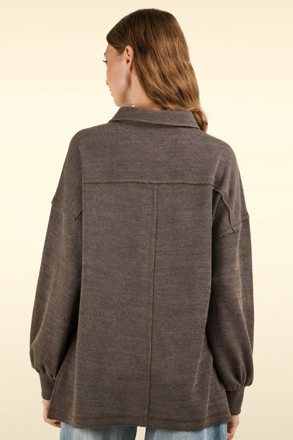 VERY J Collared Half Button Knit Top with Pockets - Charming Charlie