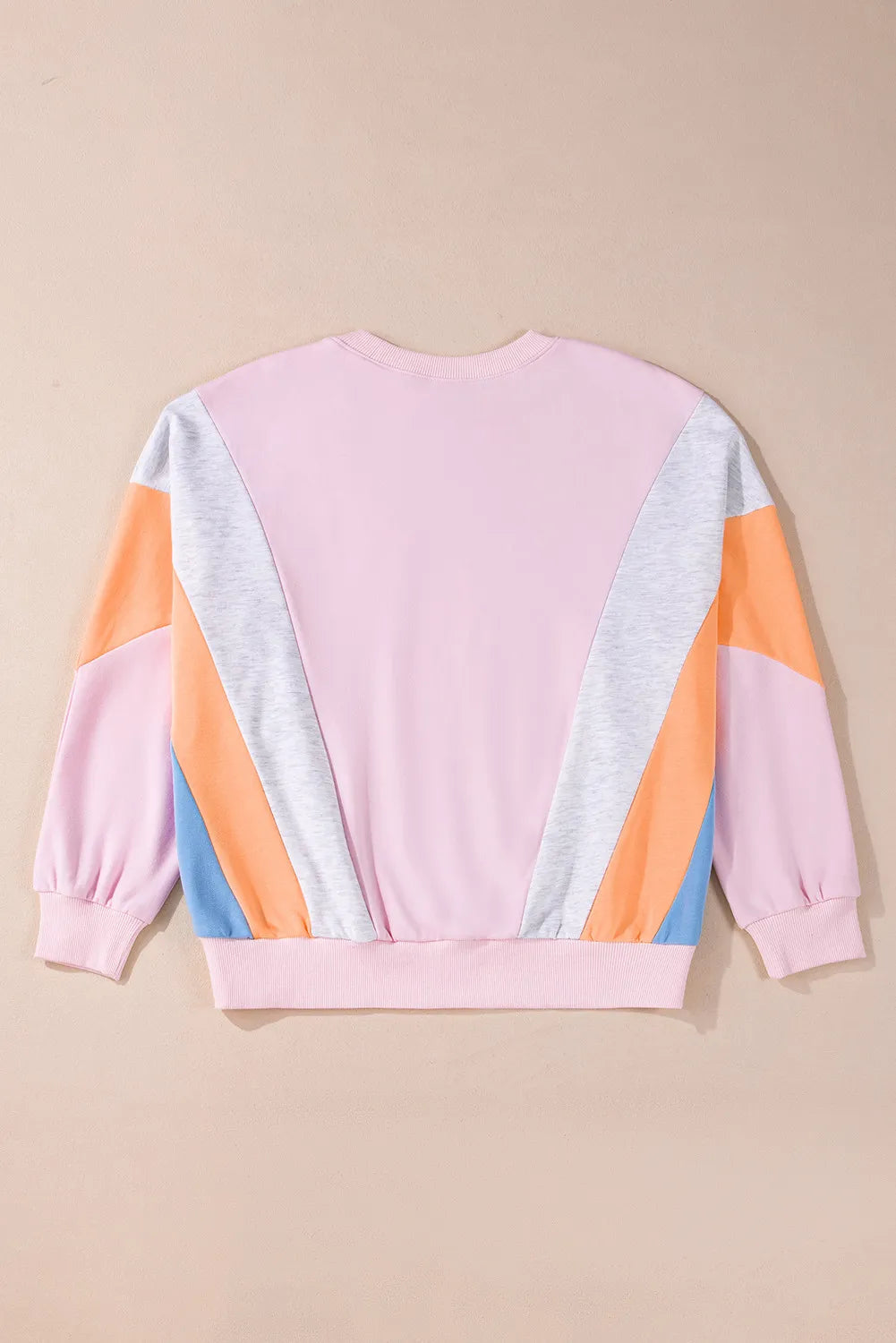 Color Block Round Neck Long Sleeve Sweatshirt - Charming Charlie
