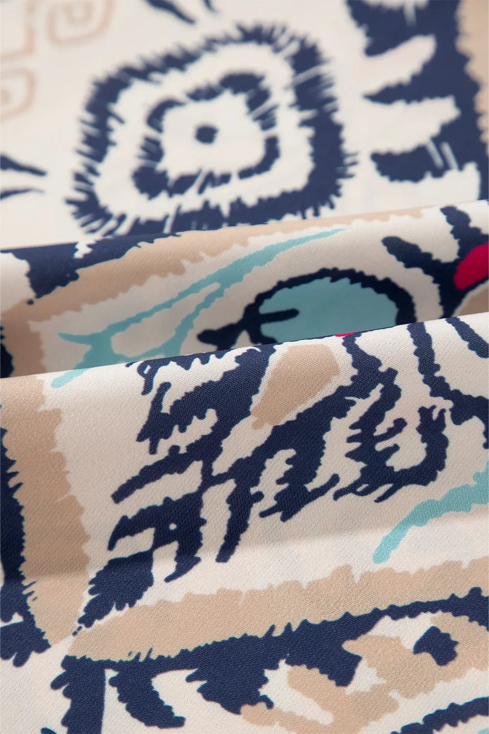 Printed Notched Half Sleeve Blouse - Charming Charlie