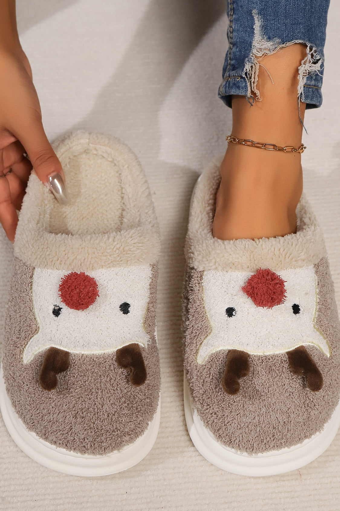 Elk Furry PVC Flat Slippers - Charming Charlie