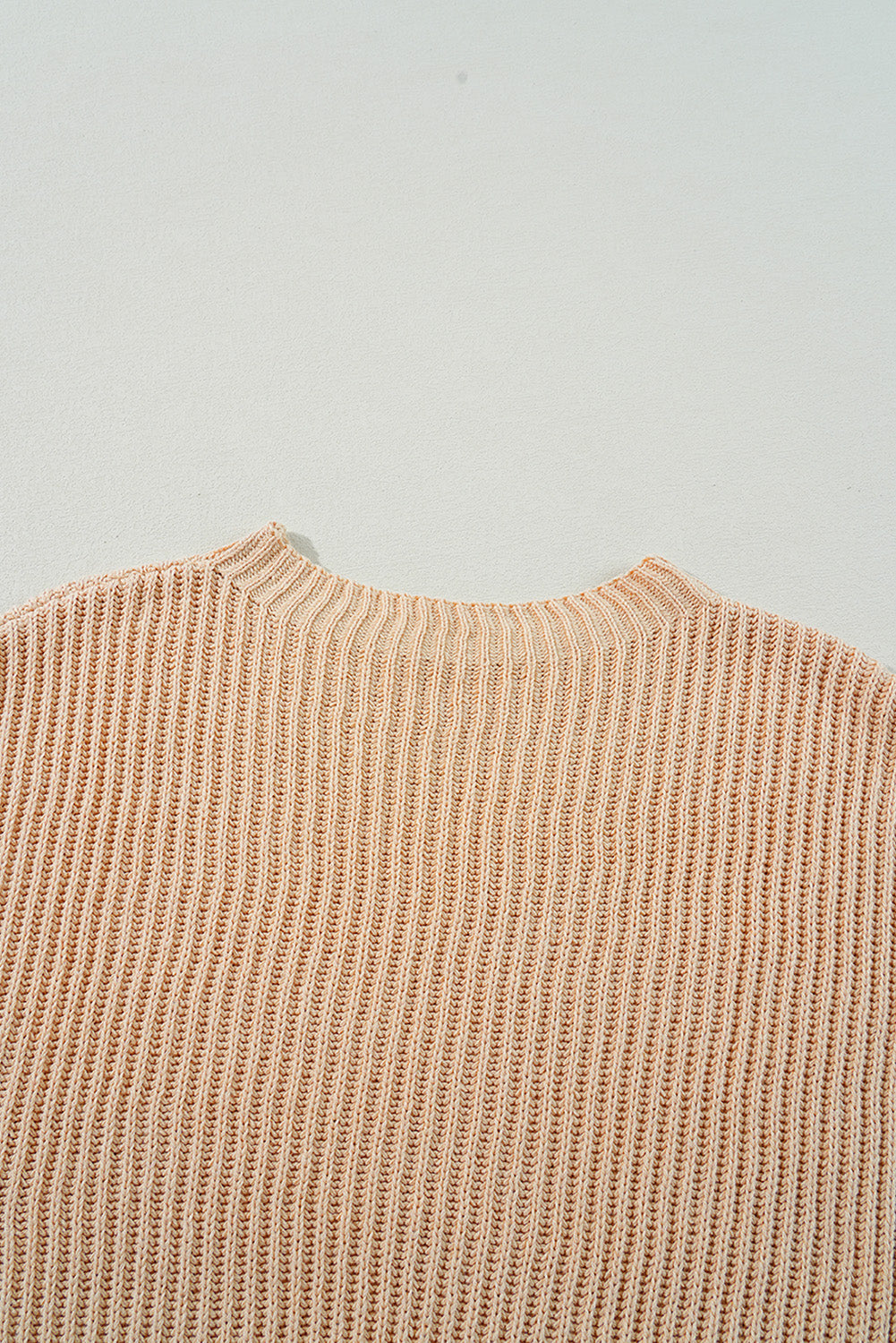 Side Slit Round Neck Long Sleeve Sweater - Charming Charlie