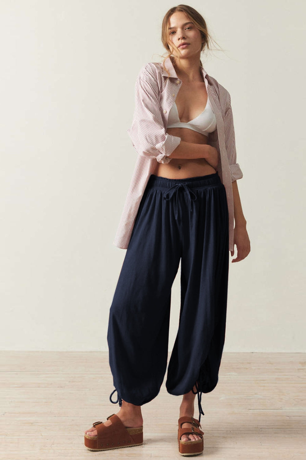Drawstring Ruched Pants - Charming Charlie