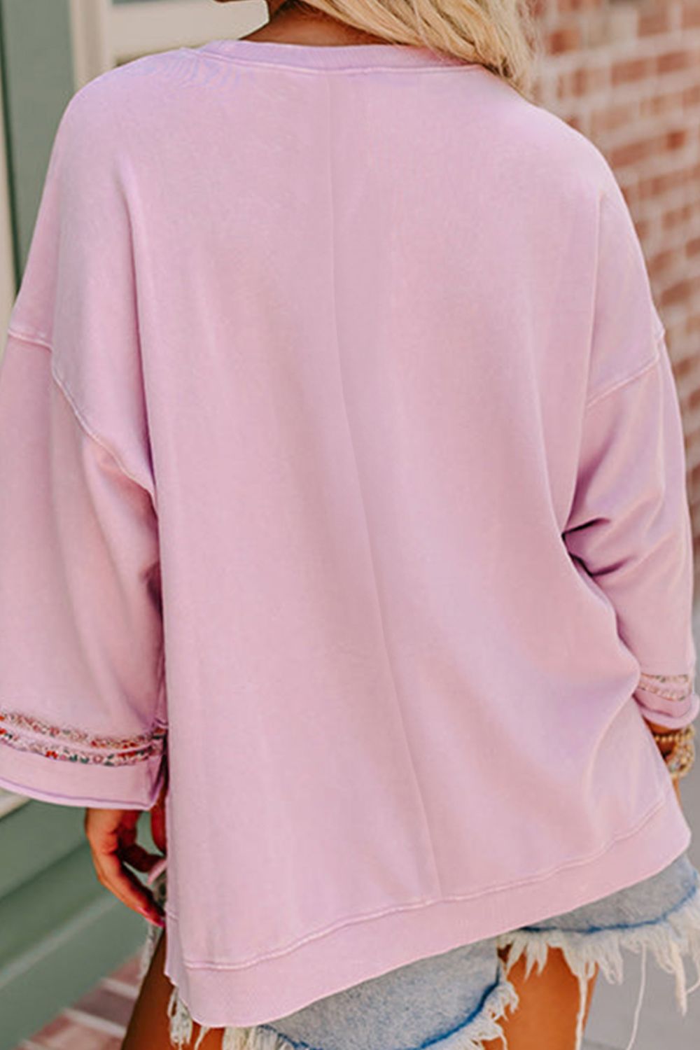 Peace Patch Round Neck Long Sleeve Top - Charming Charlie