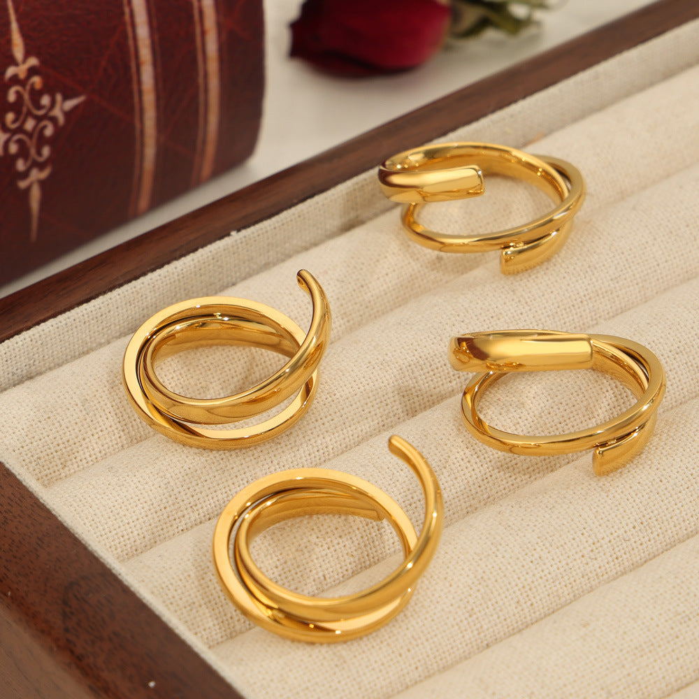Titanium Steel Layered Wrap Ring - Charming Charlie