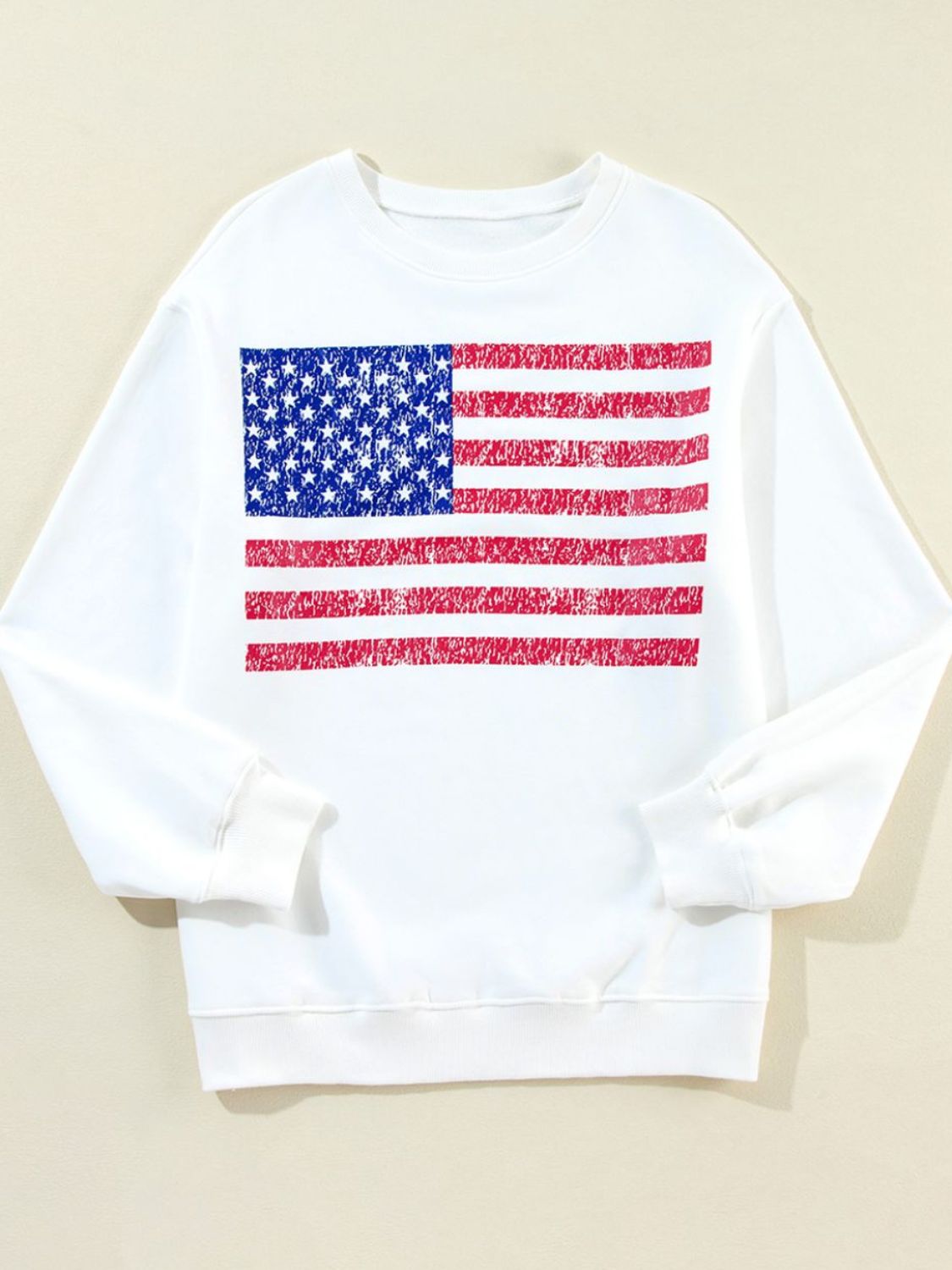 US Flag Round Neck Long Sleeve Sweatshirt - Charming Charlie
