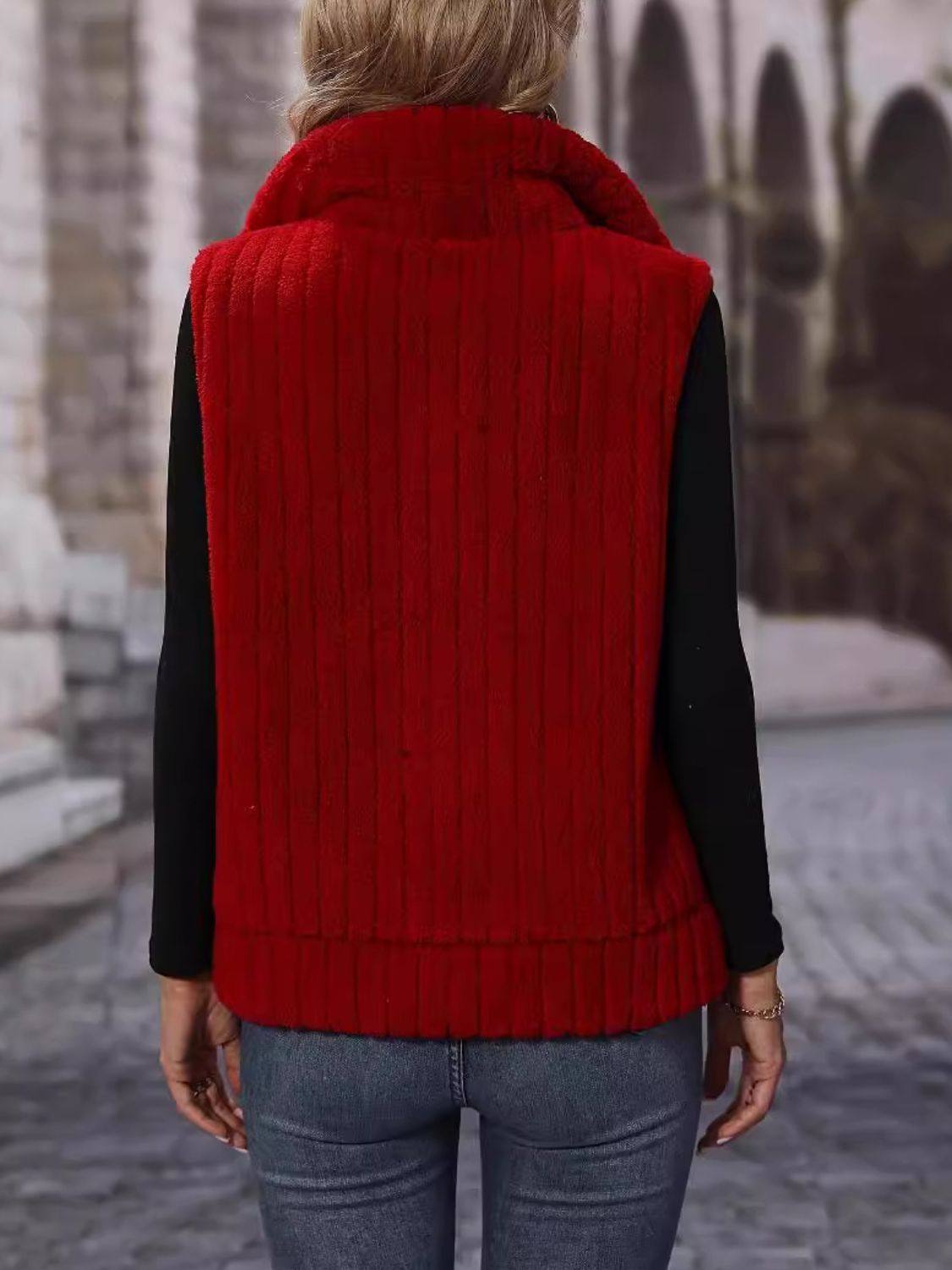 Pocketed Zip Up Vest Coat - Charming Charlie