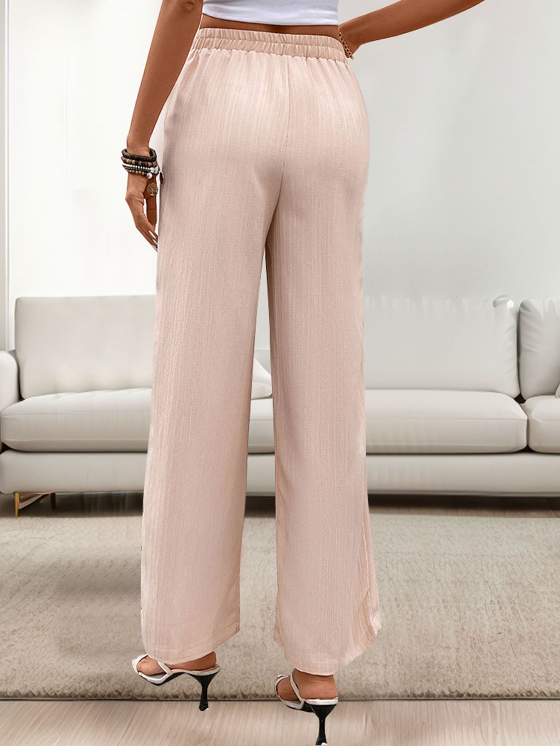 Tied Wide Leg Pants with Pockets - Charming Charlie