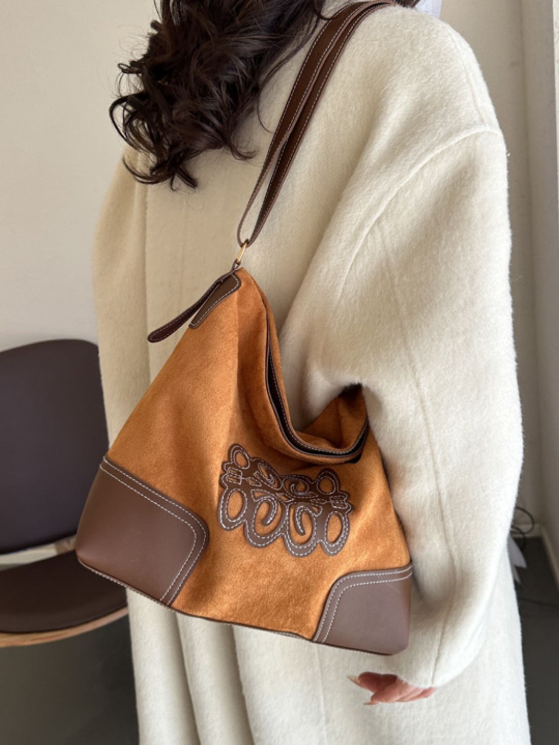 Suede Patch Adjustable Strap Tote Bag - Charming Charlie