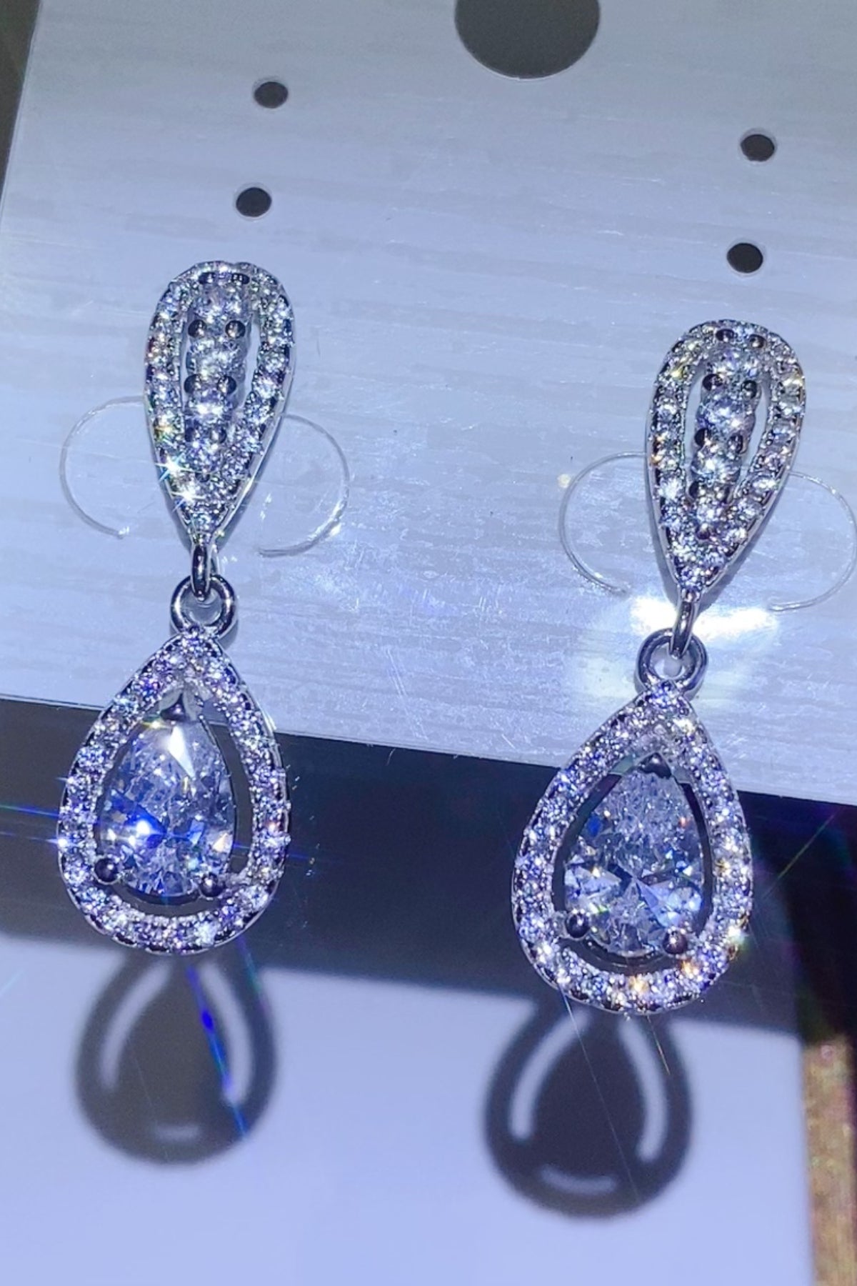 2 Carat Moissanite 925 Sterling Silver Teardrop Earrings - Charming Charlie