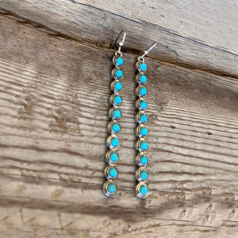 Artificial Turquoise Alloy Bar Earrings - Charming Charlie