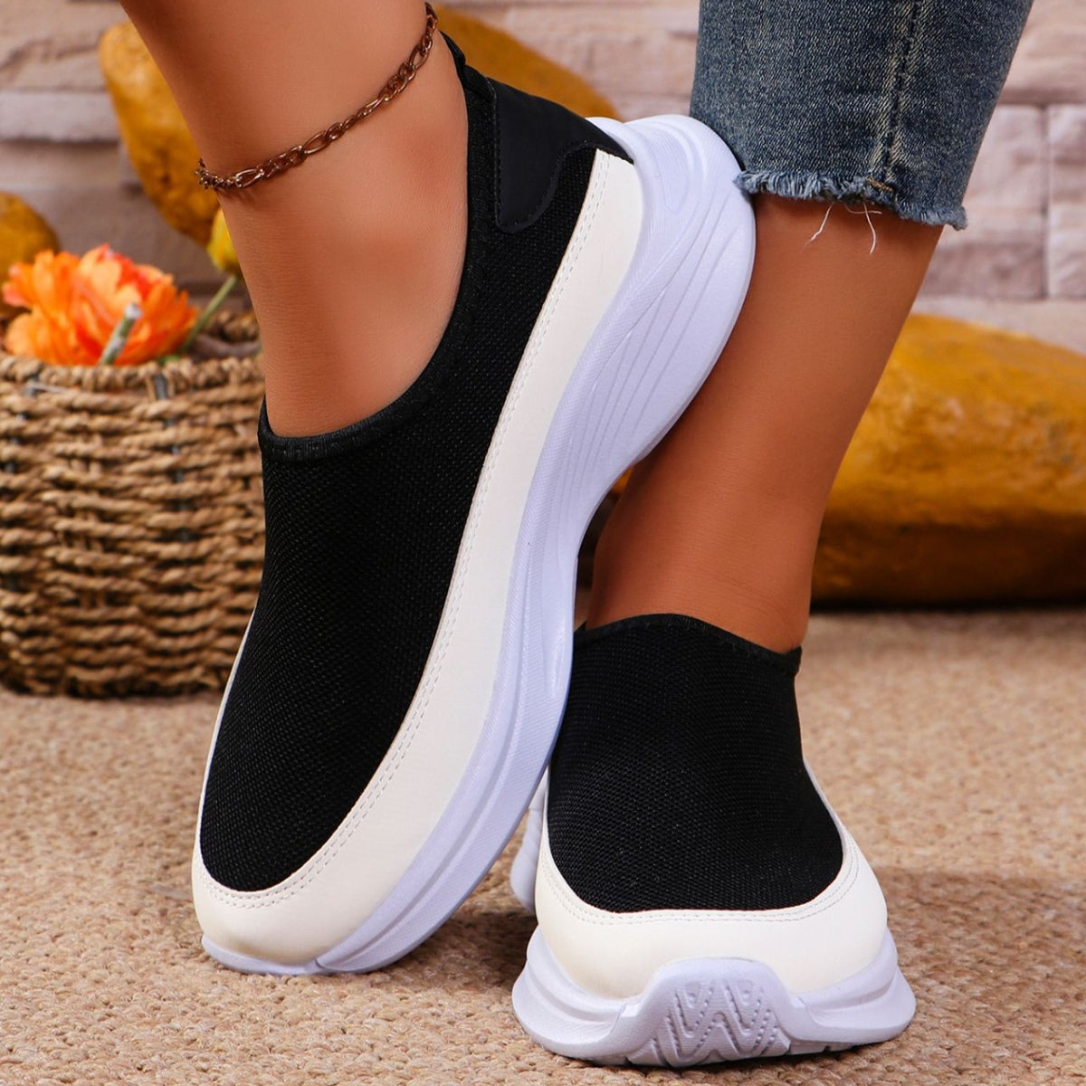 Mesh Contrast Flat Slip-Ons - Charming Charlie