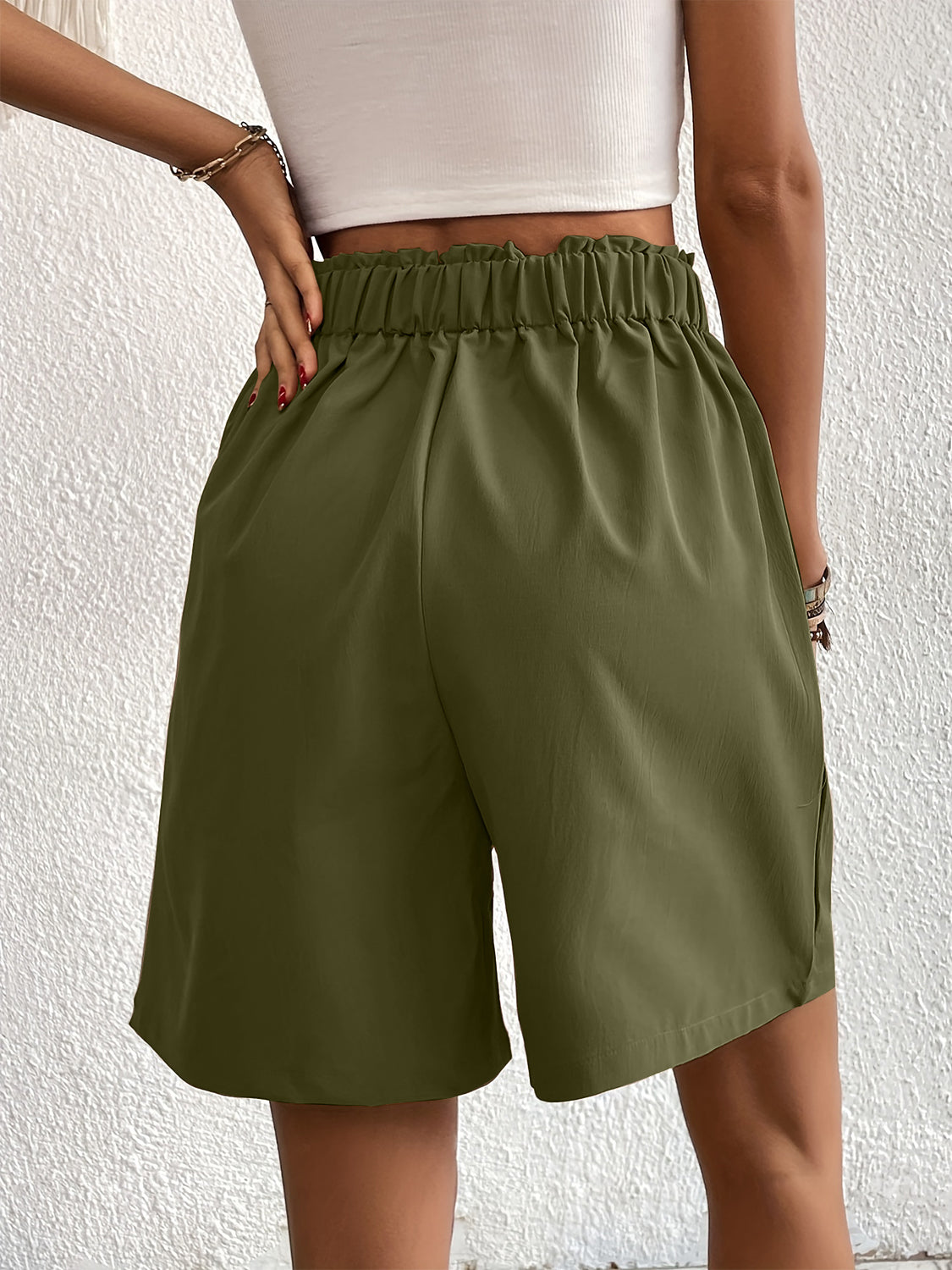 Pocketed Half Elastic Waist Shorts - Charming Charlie