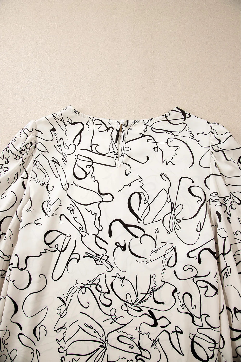 Printed Round Neck Three-Quarter Sleeve Blouse - Charming Charlie