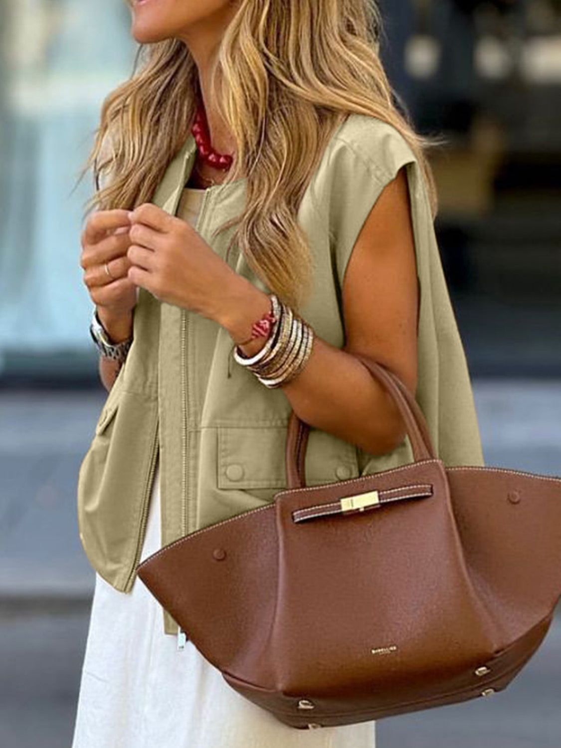 Ruched Hem Zip Up Vest - Charming Charlie