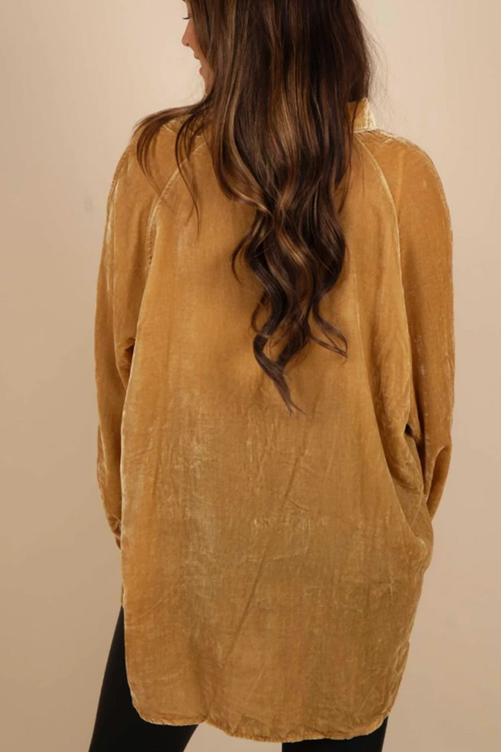 Button Down Loose Fit Velvet Shirt - Charming Charlie