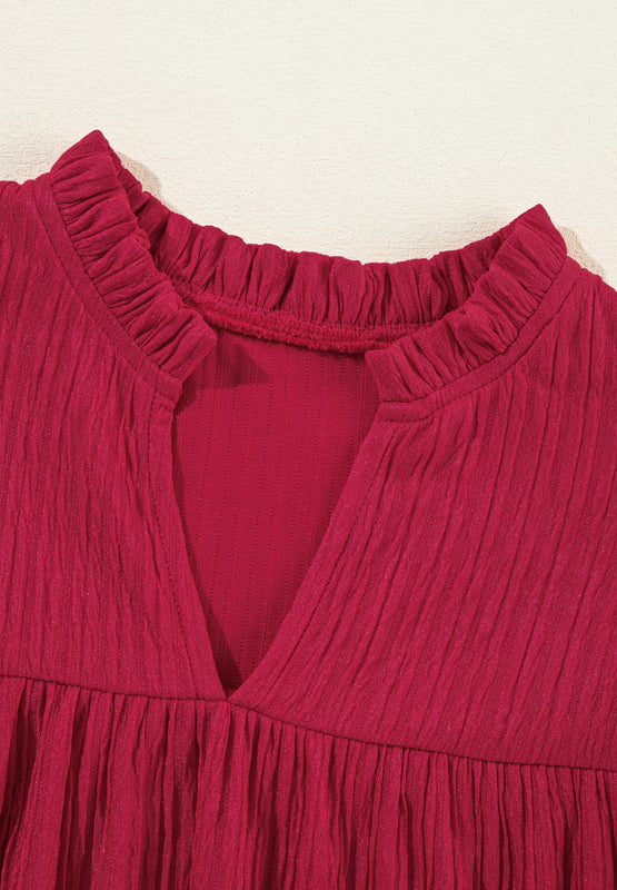 Frill Notched Long Sleeve Dress - Charming Charlie