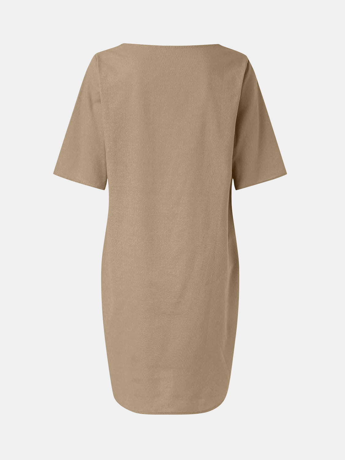 Full Size Round Neck Half Sleeve Dress with Pockets - Charming Charlie