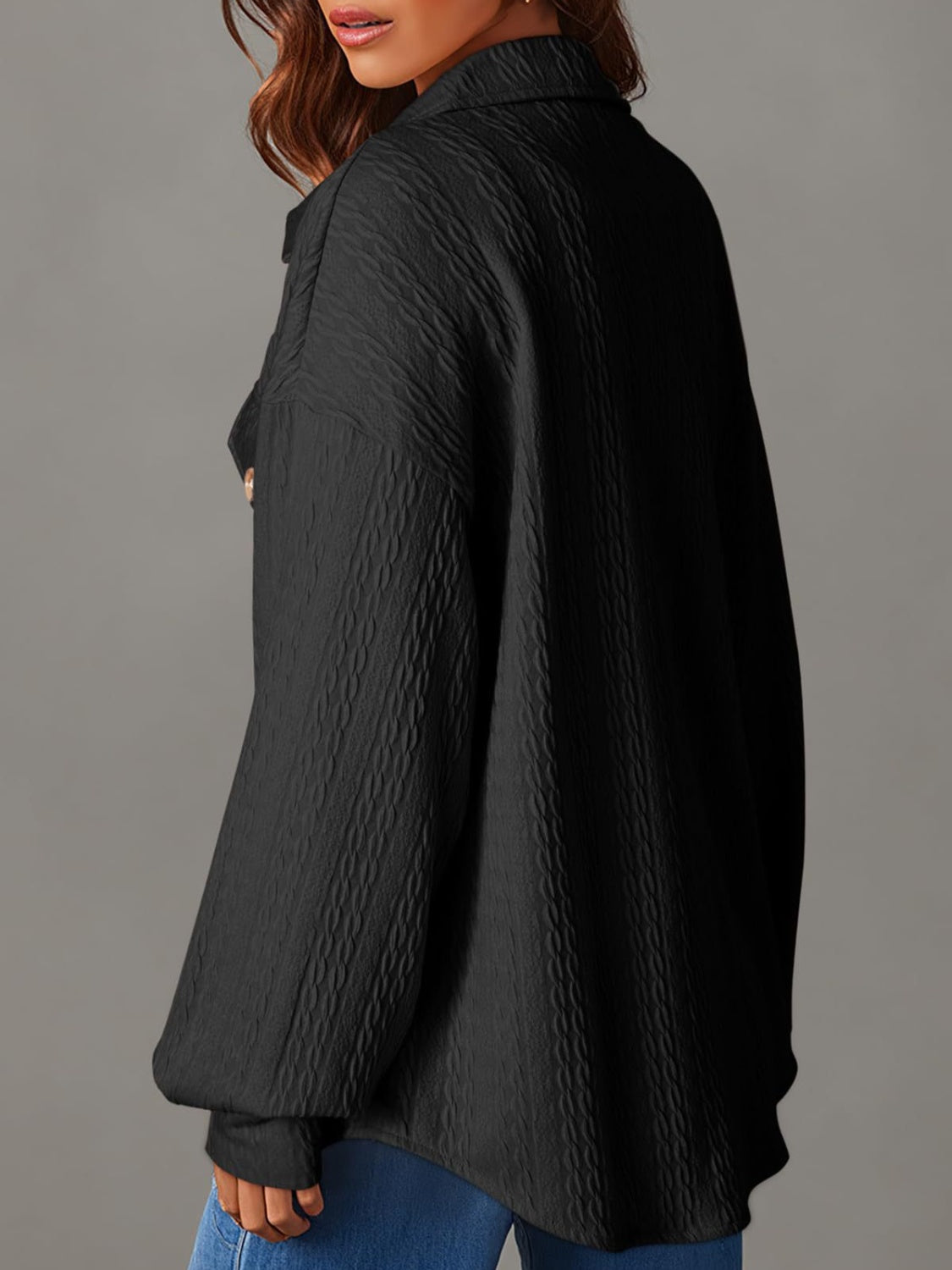 Textured Button Up Long Sleeve Shacket - Charming Charlie