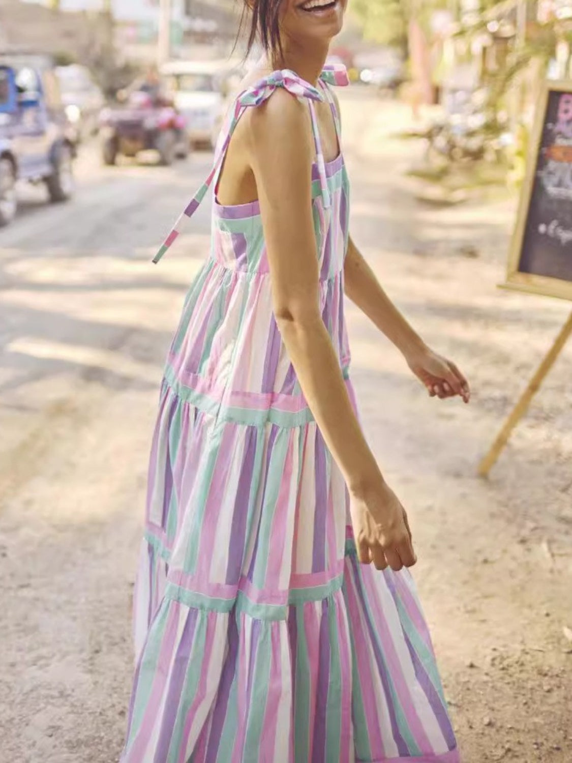 Tied Contrast Wide Strap Cami Dress - Charming Charlie