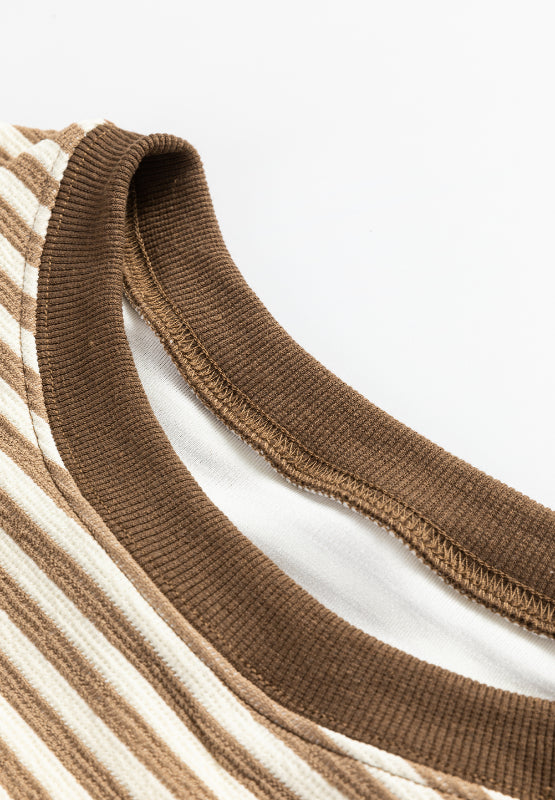 Striped Round Neck Long Sleeve Sweatshirt - Charming Charlie